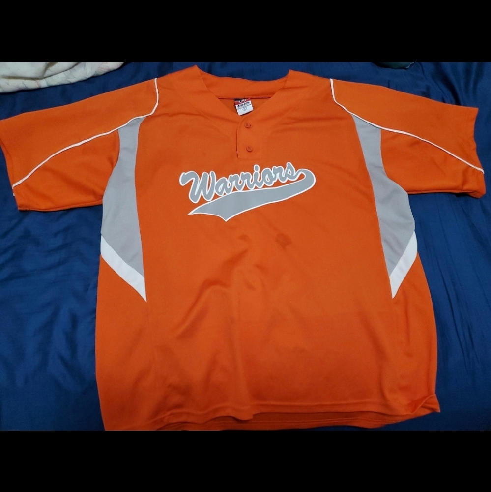 Warriors #65 long Sleeve button up jersey orange